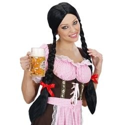 Feestbazaar Pruik lange vlechten zwart