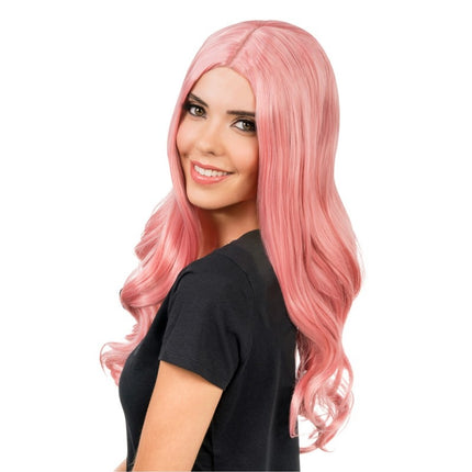 Feestbazaar Pruik Luna Wavy Licht Roze