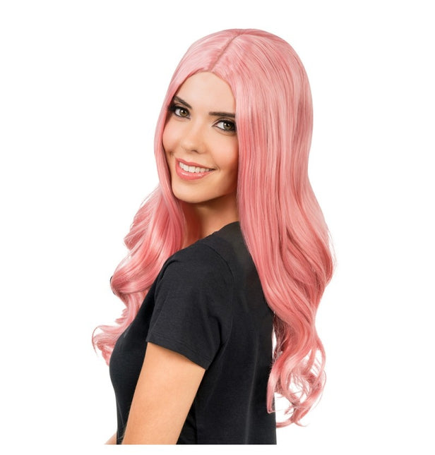 Feestbazaar Pruik Luna Wavy Licht Roze