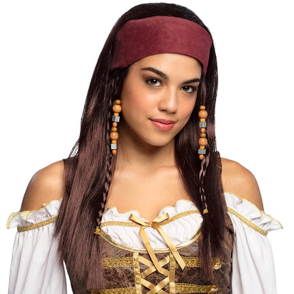 Feestbazaar Pruik Piraat Trinity met Bandana