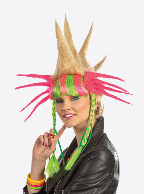 Feestbazaar Pruik Punk Crazy Rainbow