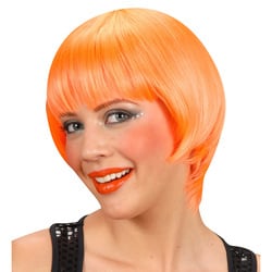 Feestbazaar Pruik rave neon oranje