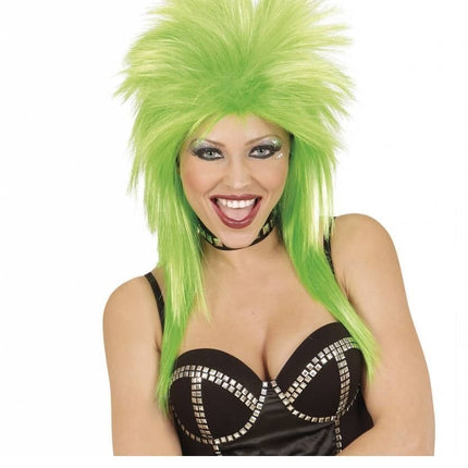 Feestbazaar Pruik Rockster groen
