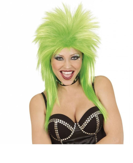Feestbazaar Pruik Rockster groen