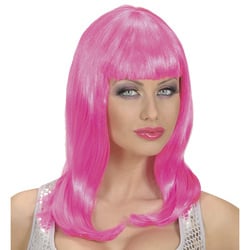 Feestbazaar Pruik Roze Halflang