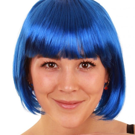 Feestbazaar Pruik sensation bobline blauw