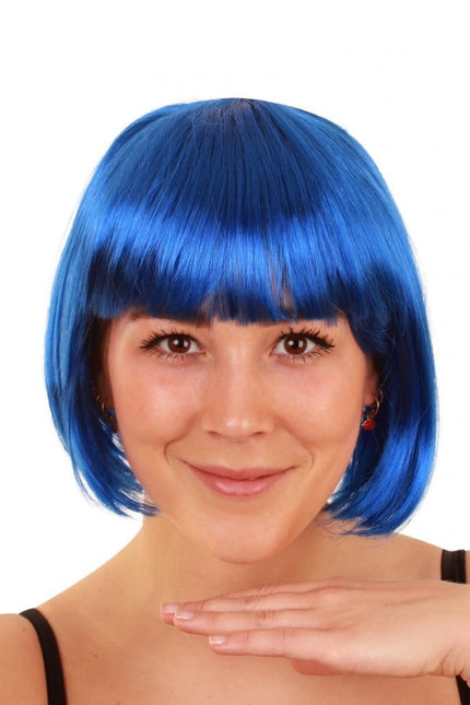 Feestbazaar Pruik sensation bobline blauw