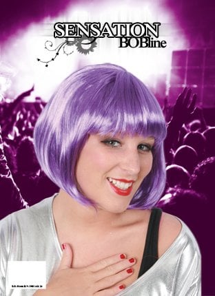 Feestbazaar Pruik sensation bobline paars