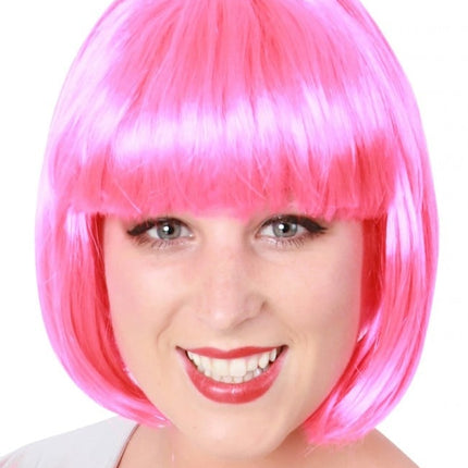 Feestbazaar Pruik sensation bobline pink