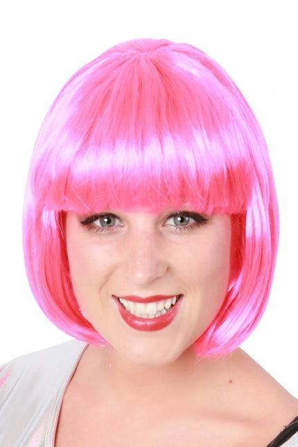 Feestbazaar Pruik sensation bobline pink