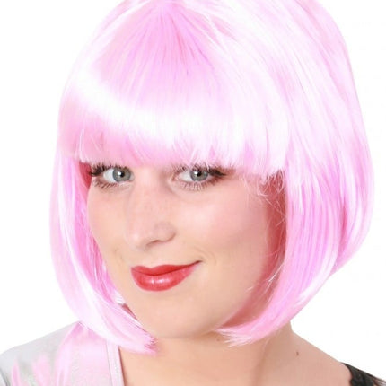 Feestbazaar Pruik sensation bobline roze