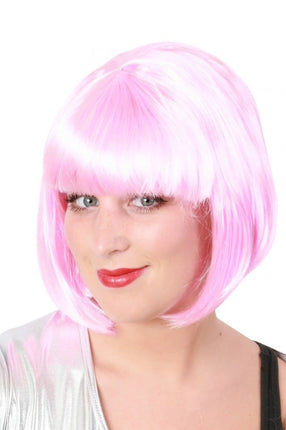 Feestbazaar Pruik sensation bobline roze
