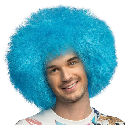 Feestbazaar Pruik Sugar Neonblauw