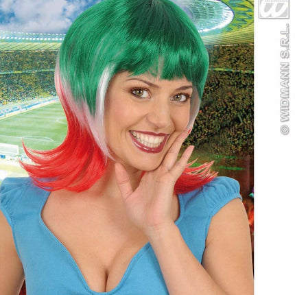 Feestbazaar Pruik Supporter Italie vrouw