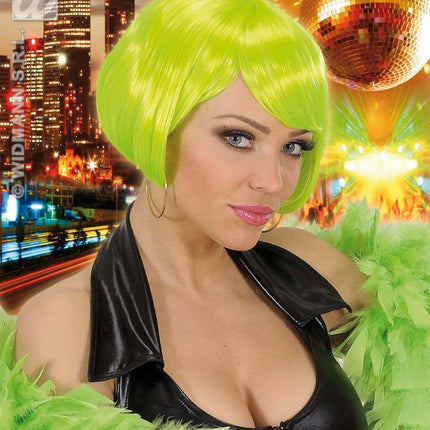 Feestbazaar Pruik Valentina neon groen