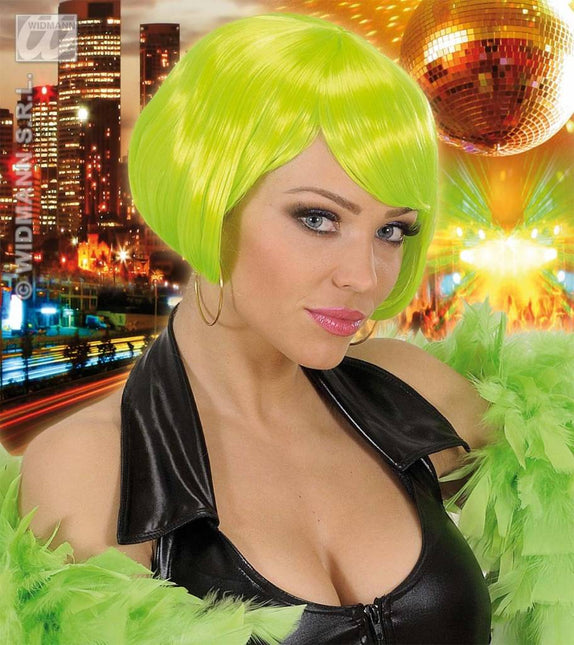 Feestbazaar Pruik Valentina neon groen