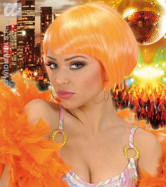 Feestbazaar Pruik Valentina neon oranje
