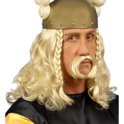 Feestbazaar Pruik viking met snor