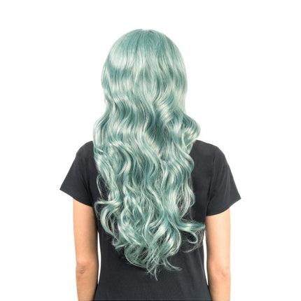 Feestbazaar Pruik Wavy Zee Groen