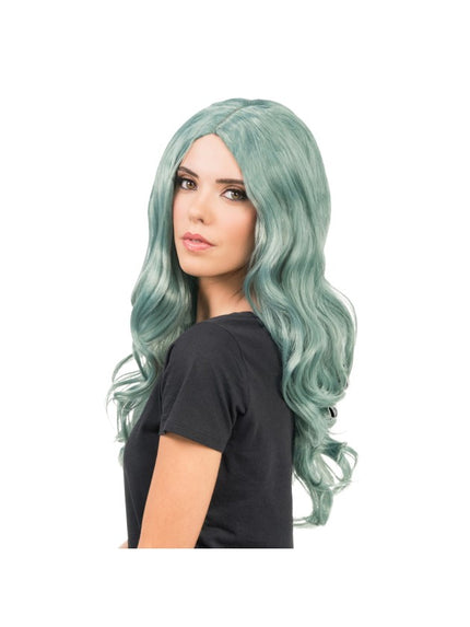 Feestbazaar Pruik Wavy Zee Groen