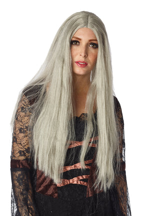 Feestbazaar Pruik Witch Silver