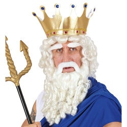 Feestbazaar Pruik Zeus met baard, snor en wenkbrauwen