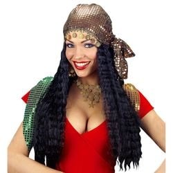 Feestbazaar Pruik Zigeunerin met hoofddoek
