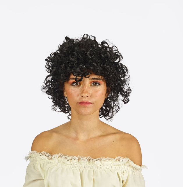 Feestbazaar Pruik Zwarte Korte Krullen Veerle