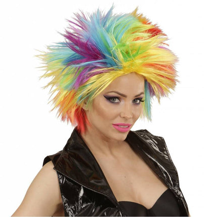Feestbazaar Punk pruik regenboog