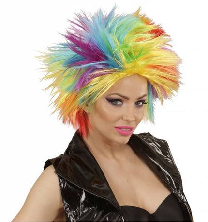 Feestbazaar Punk pruik regenboog