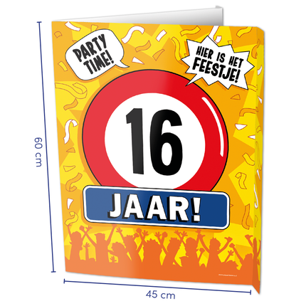Feestbazaar Raambord 16 Jaar Verjaardag (60x45cm)