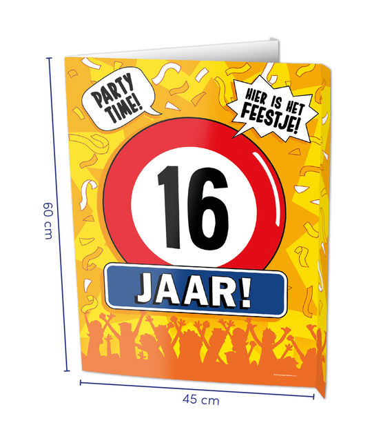 Feestbazaar Raambord 16 Jaar Verjaardag (60x45cm)
