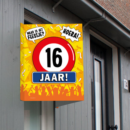 Feestbazaar Raambord 16 Jaar Verjaardag (60x45cm)