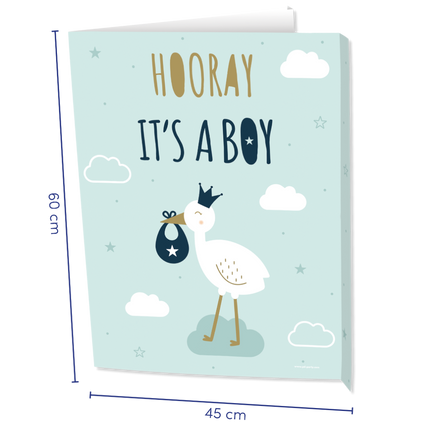 Feestbazaar Raambord 'Hooray Baby Boy' (60x45cm)