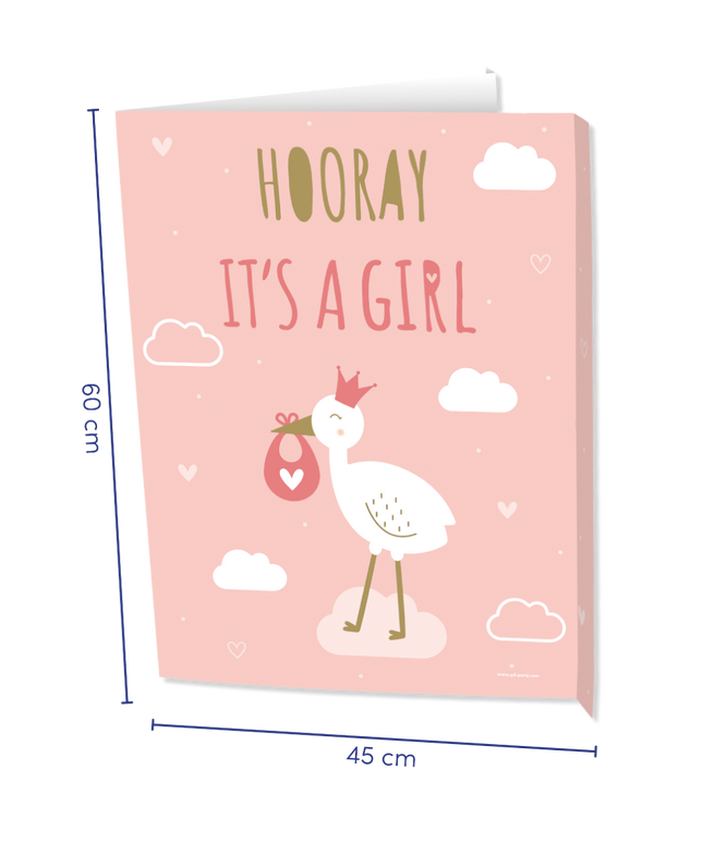 Feestbazaar Raambord 'Hooray Baby Girl' (60x45cm)