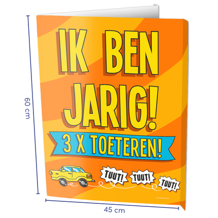 Feestbazaar Raambord Verjaardag 3x Toeteren (60x45cm)