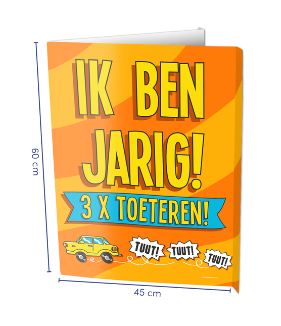 Feestbazaar Raambord Verjaardag 3x Toeteren (60x45cm)