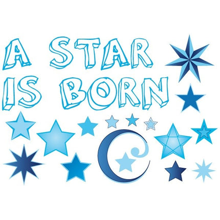 Feestbazaar Raamsticker geboorte a star is born blauw jongens