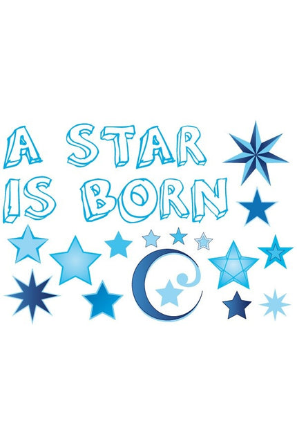 Feestbazaar Raamsticker geboorte a star is born blauw jongens