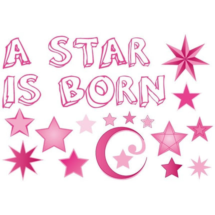 Feestbazaar Raamsticker geboorte a star is born roze meisjes