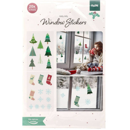 Feestbazaar Raamstickers Kerst Winter Holly Jolly (20st)