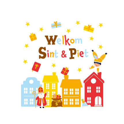 Feestbazaar Raamstickers Sint & Piet Cartoon Vigo