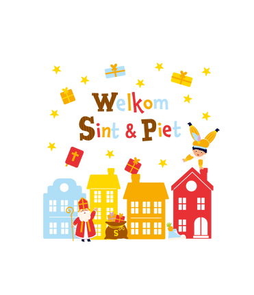 Feestbazaar Raamstickers Sint & Piet Cartoon Vigo