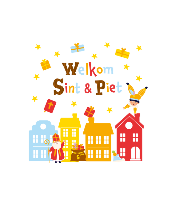 Feestbazaar Raamstickers Sint & Piet Cartoon Vigo