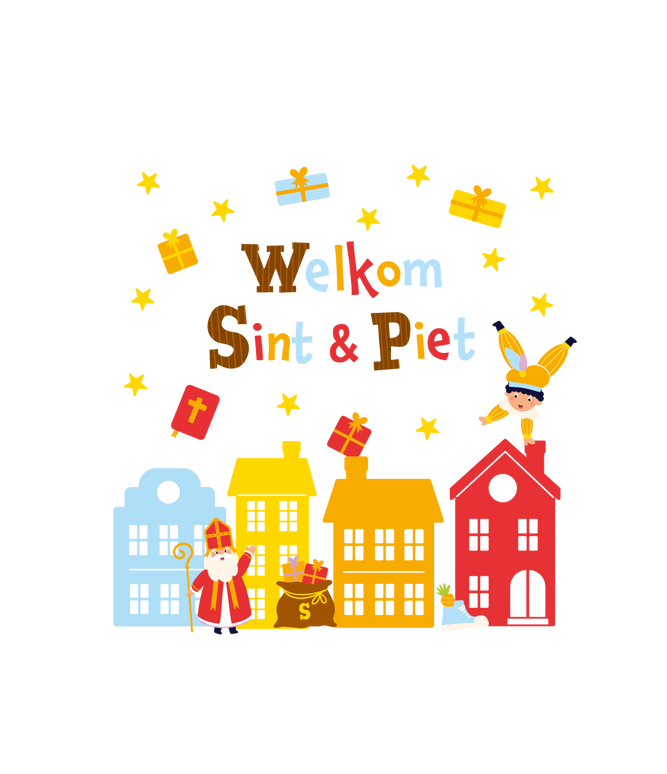 Feestbazaar Raamstickers Sint & Piet Cartoon Vigo