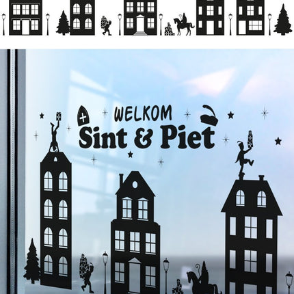 Feestbazaar Raamstickers Welkom Sint en Piet Groot (150x50cm)