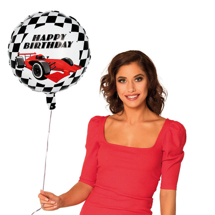 Feestbazaar Race Folieballon Happy Birthday Racewagen (45cm)