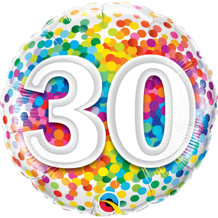 Feestbazaar Rainbow Confetti folieballon 30