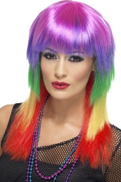 Feestbazaar Rainbow funky pruik