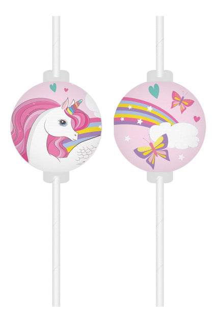 Feestbazaar Rainbow Magic Unicorn Rietjes (4st)